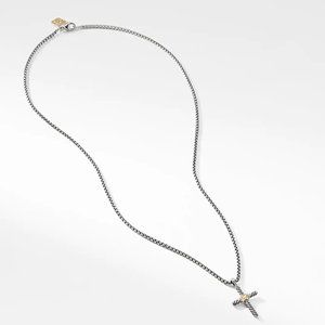 Petite X Cross Necklace with 14K Gold
